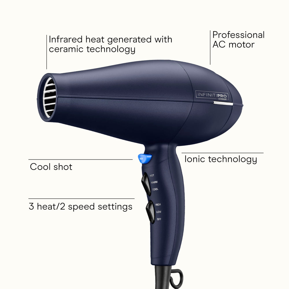 Conair InfinitiPRO diffuser multi-chamber attached for frizz-free curls and even airflow.