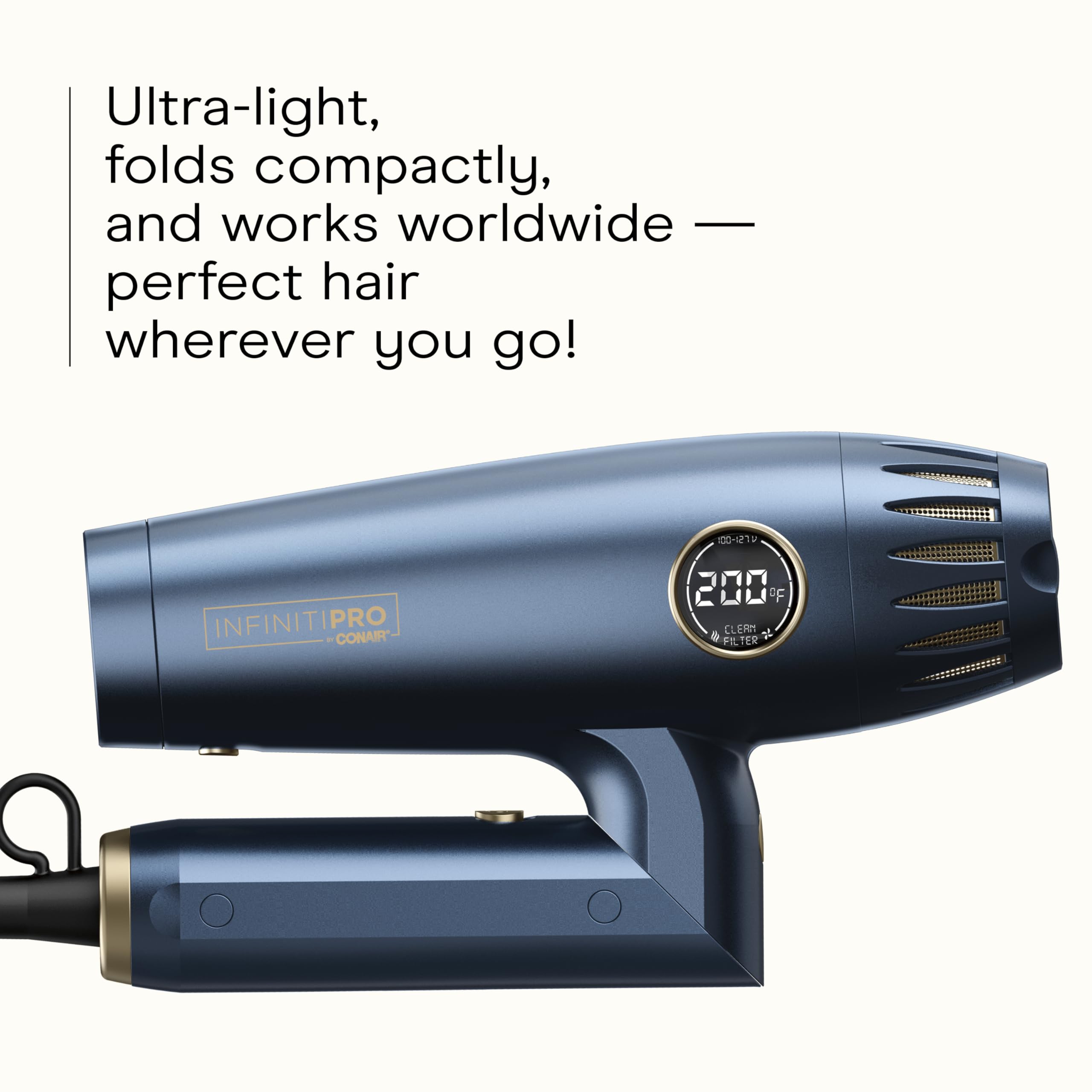 Conair Infiniti PRO DigitalAIRE 2.0 foldedcompact design for travel-ready styling