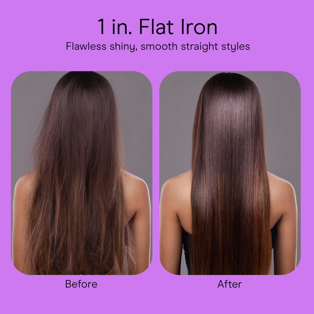 Conair Infiniti Pro tourmaline flat iron in dark grey finish blends with vanity.