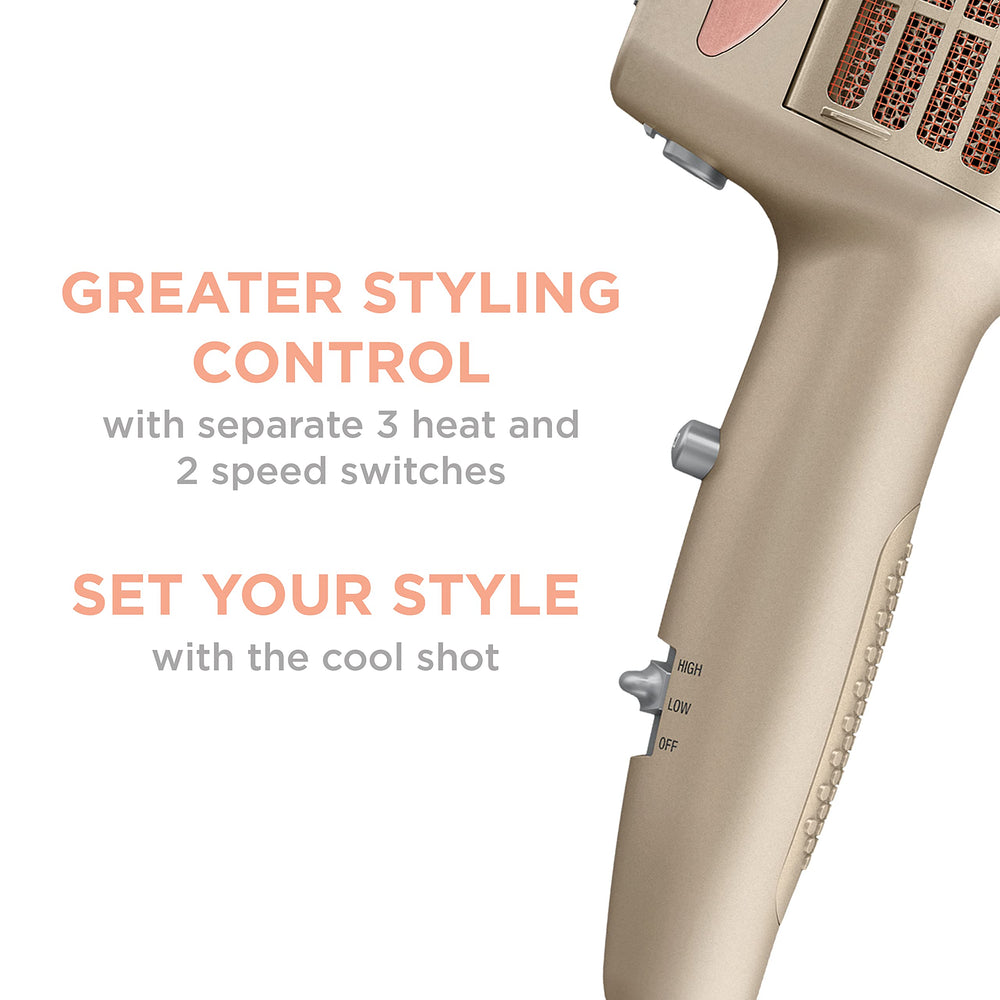 Conair InfinitiPRO boar and ball-tipped bristles add body and control.