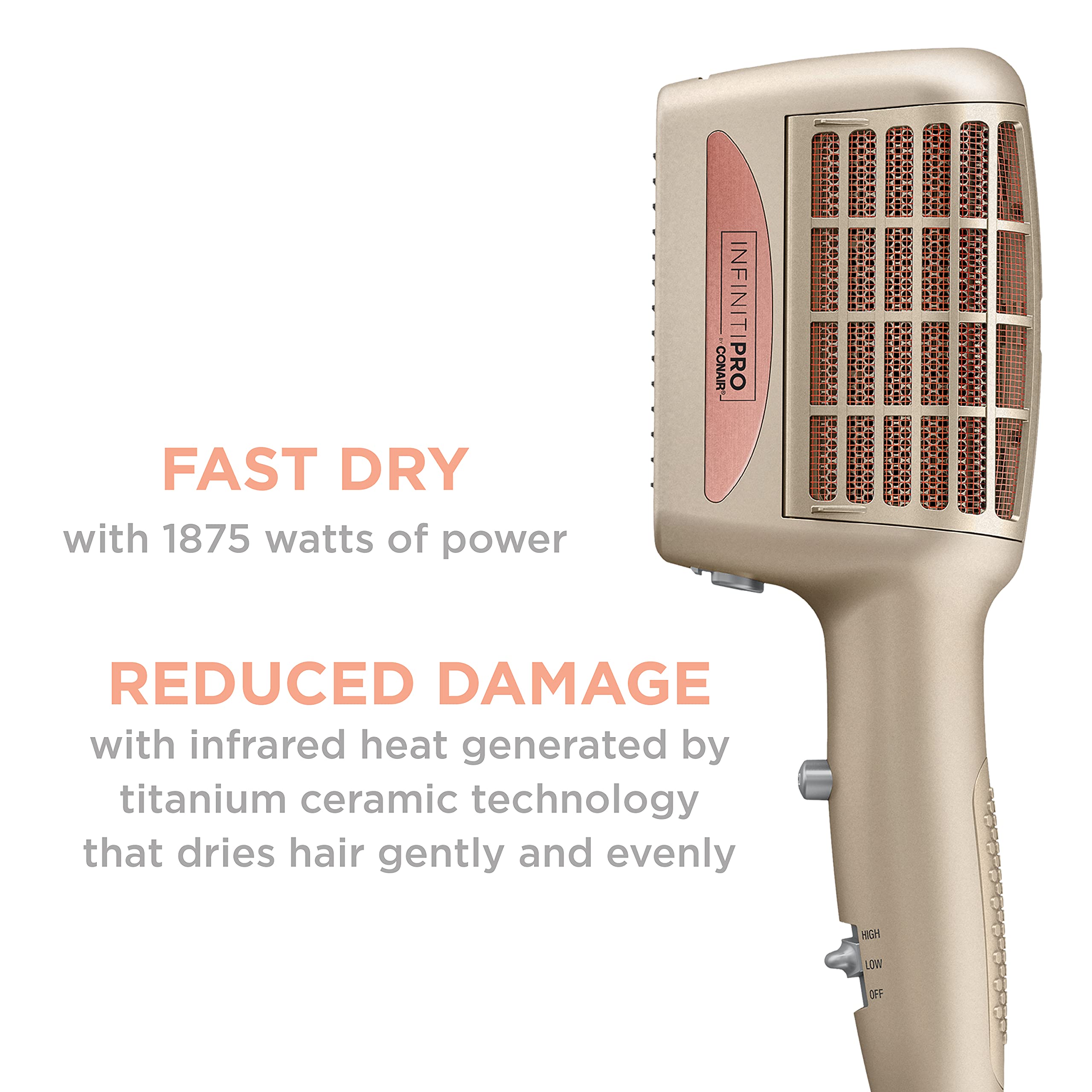 Conair InfinitiPRO dual-row straightening comb smooths hair for sleek looks.