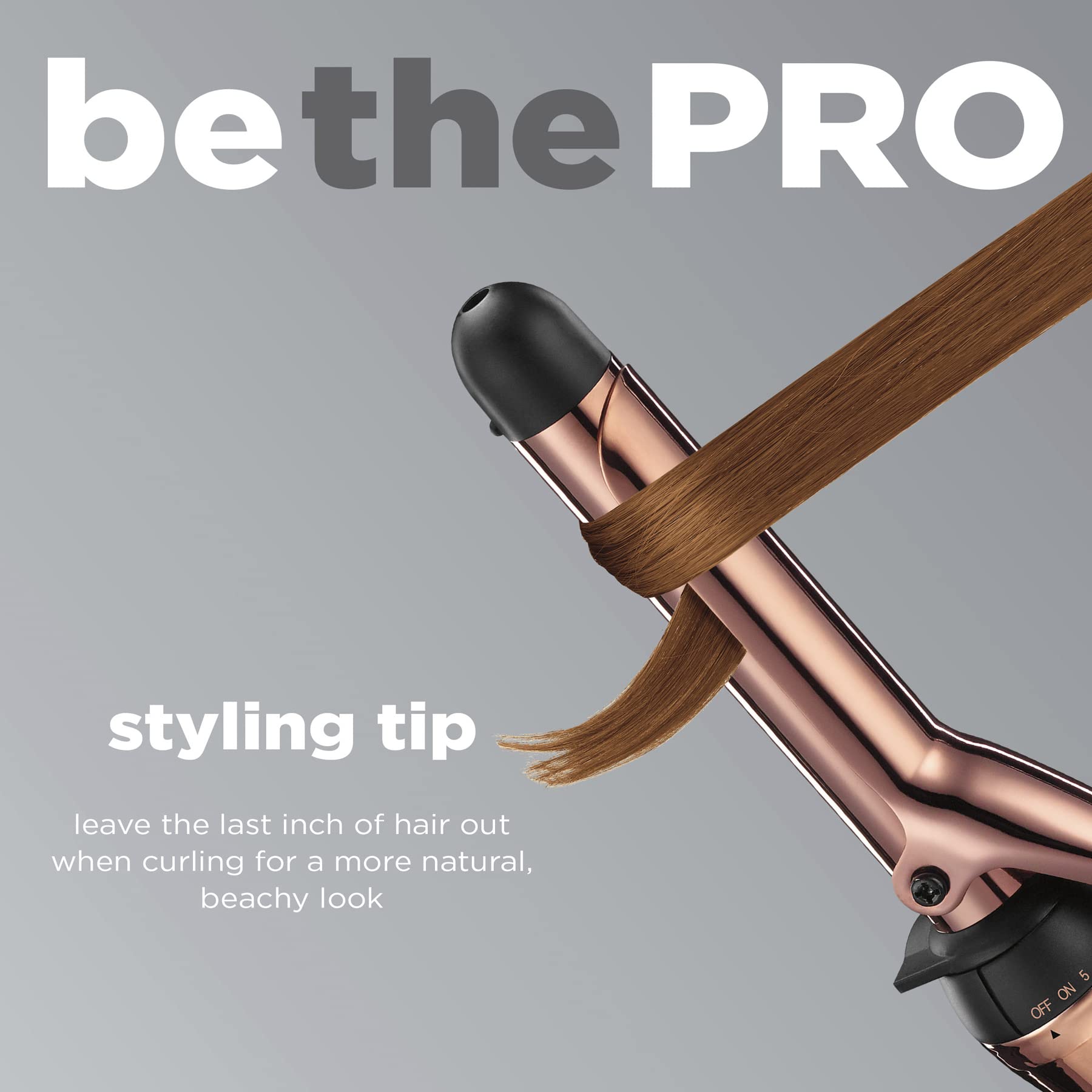 Conair INFINITIPRO Rose Gold Auto Off indicator highlighting safety feature