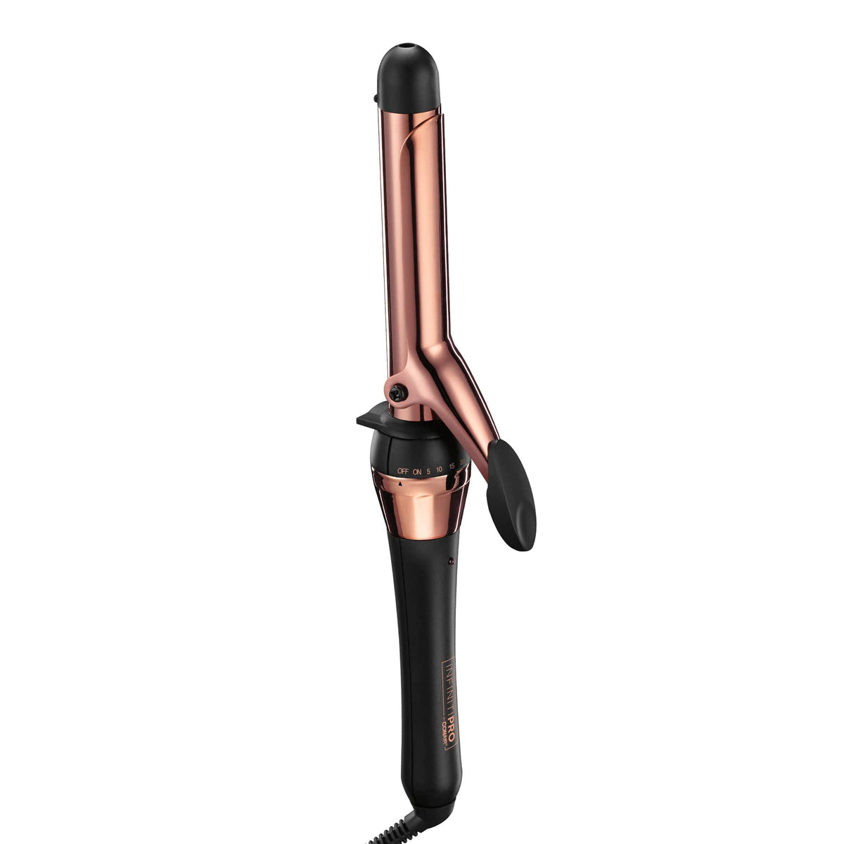 Conair INFINITIPRO Rose Gold Titanium 1in barrel close-up showing even heat for smooth curls