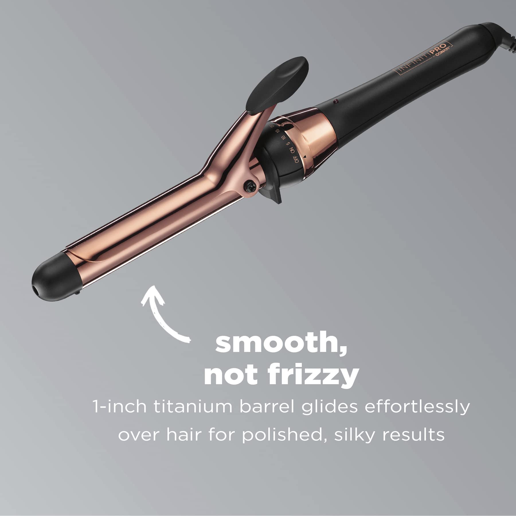 Conair INFINITIPRO in-use demonstrates defined curls with titanium technology