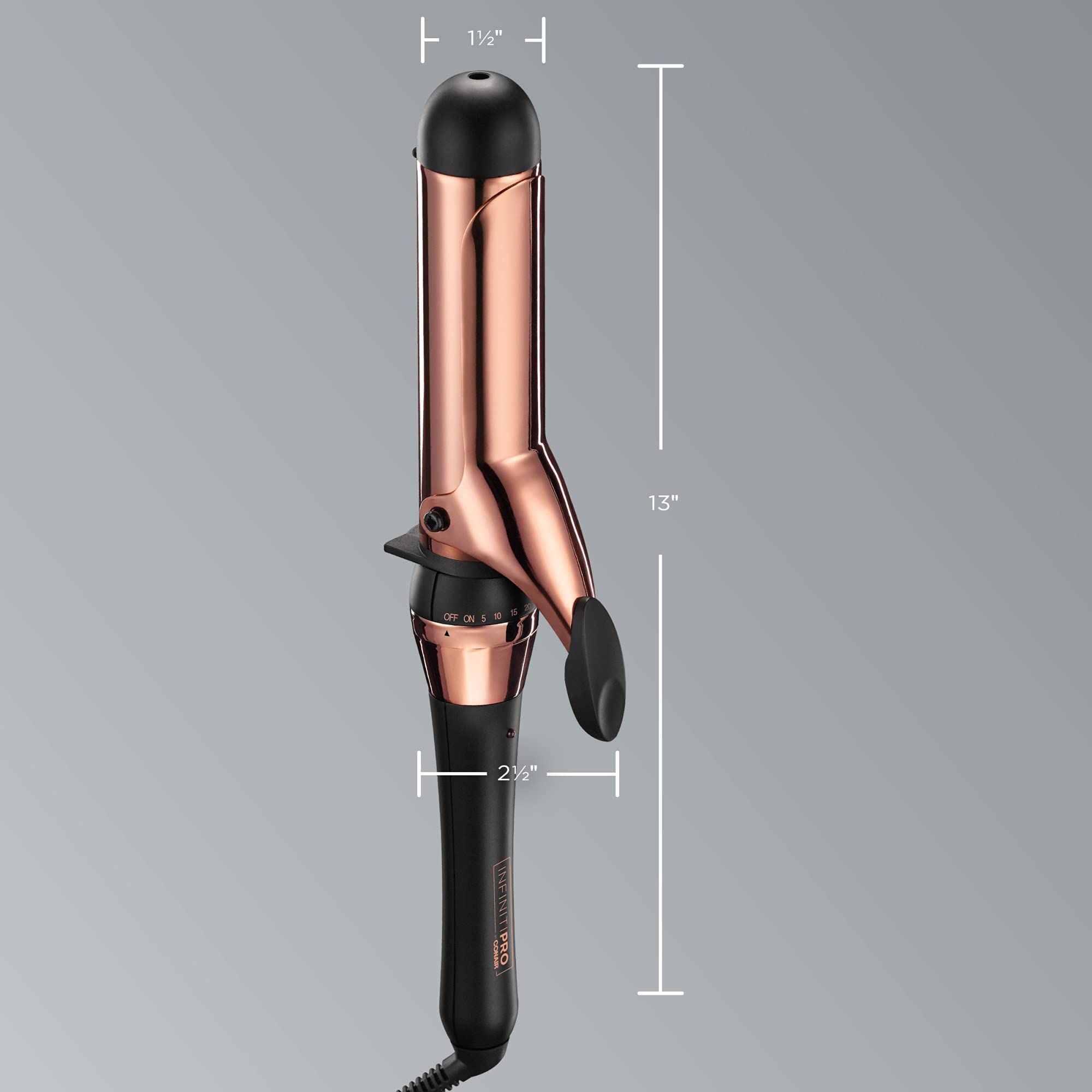 Conair INFINITIPRO Rose Gold Titanium Curling Iron Auto Off feature for worry-free shutdown.