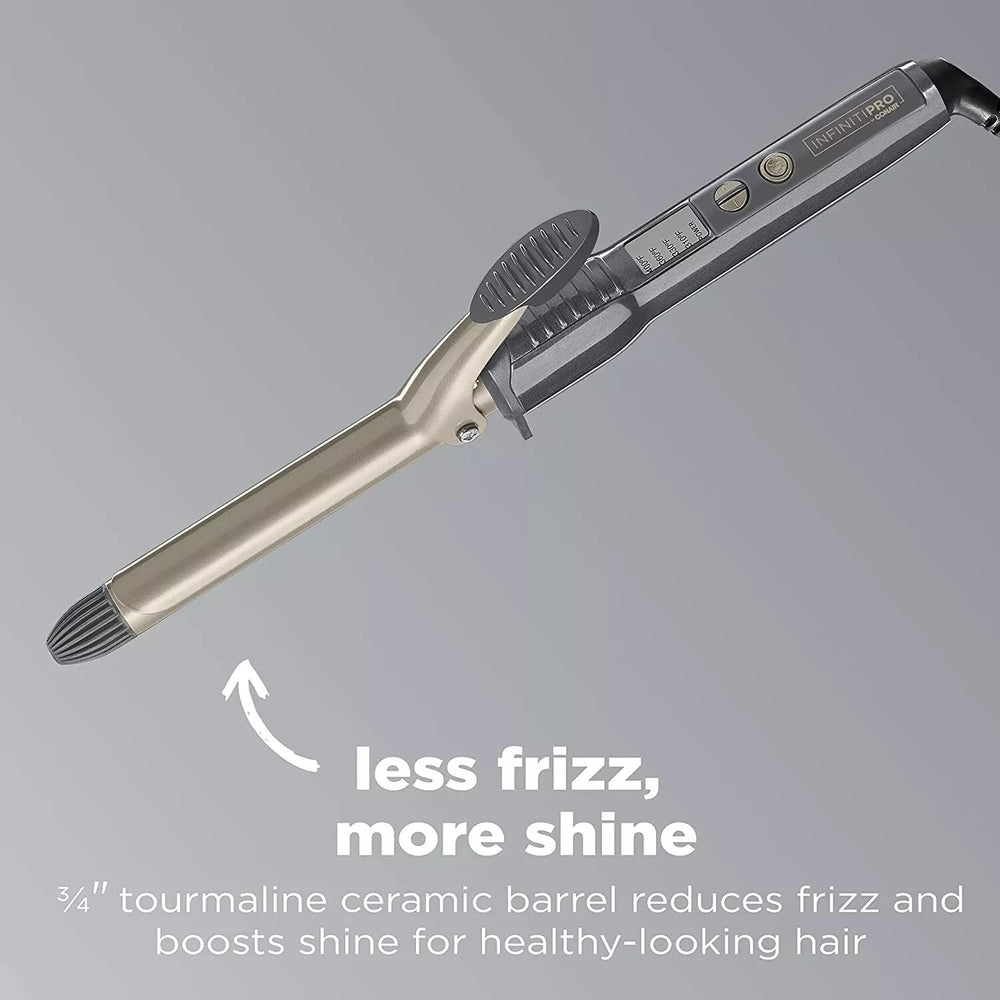Conair InfinitiPRO curling iron displays quick heat-up timer for fast styling readiness.