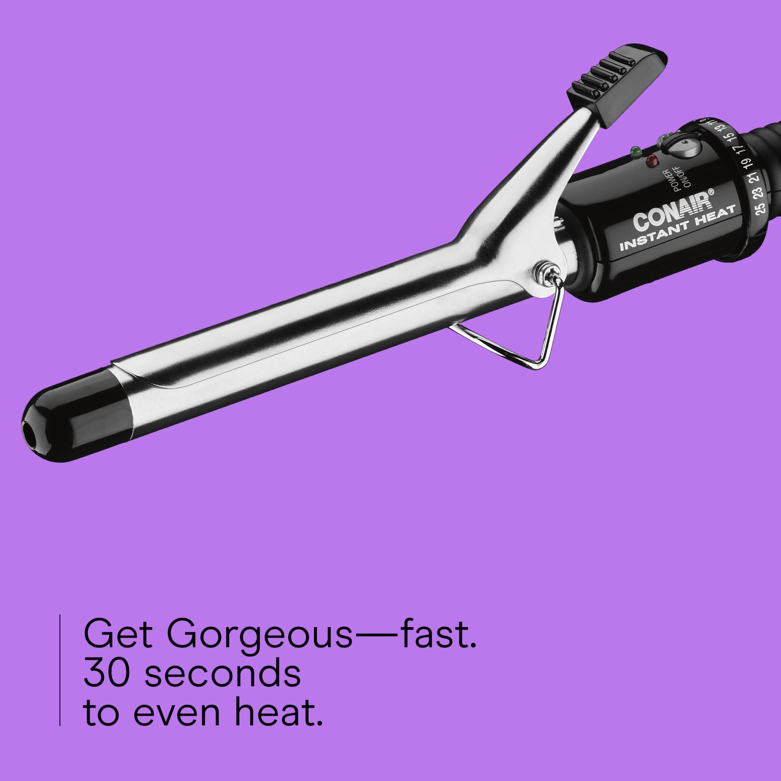 Conair Instant Heat ¾-Inch Curling Iron cool tip demonstrates safe handling during styling.