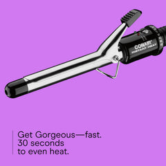 Conair Instant Heat ¾-Inch Curling Iron cool tip demonstrates safe handling during styling.