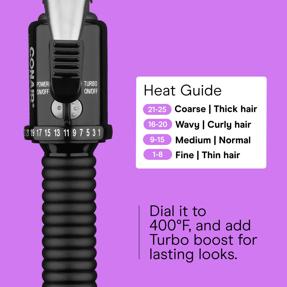 Conair Instant Heat ¾-Inch Curling Iron ergonomic nonslip handle improves grip.