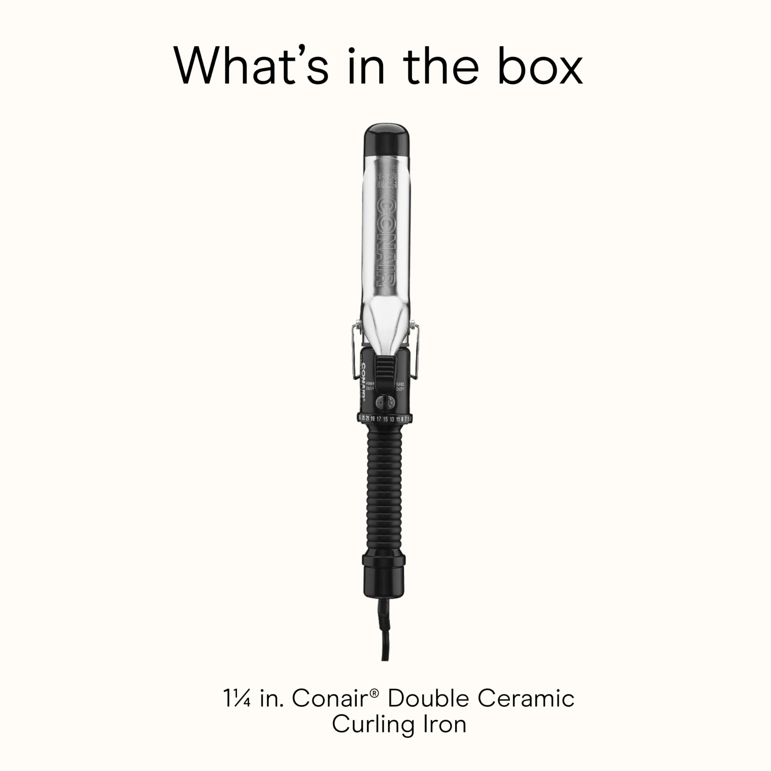 Conair Instant Heat curling iron barrel-material closeup showcases durable construction for lasting curls.