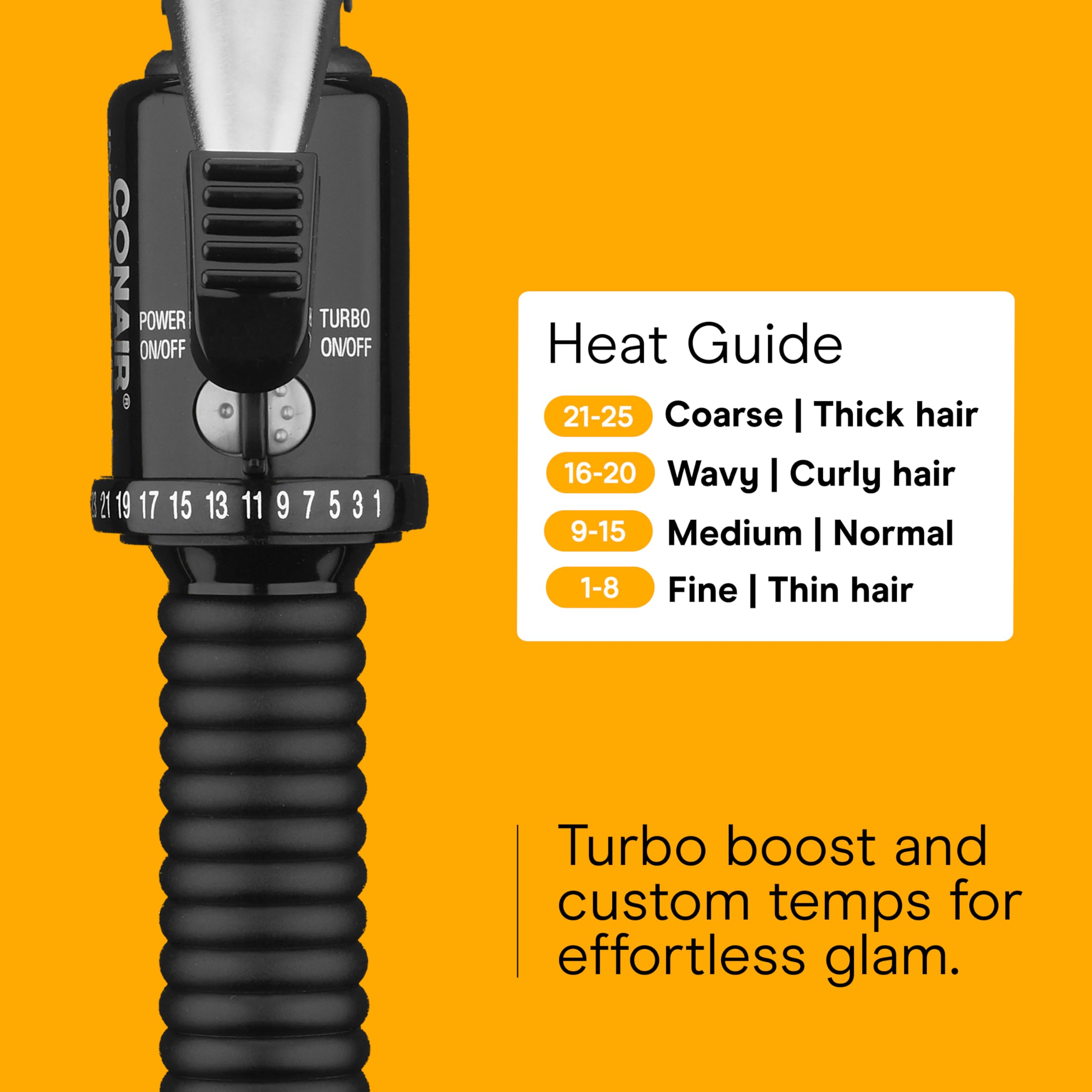 Conair Instant Heat curling iron dual-voltage plug enables travel-ready styling worldwide.