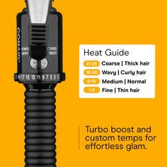 Conair Instant Heat curling iron dual-voltage plug enables travel-ready styling worldwide.