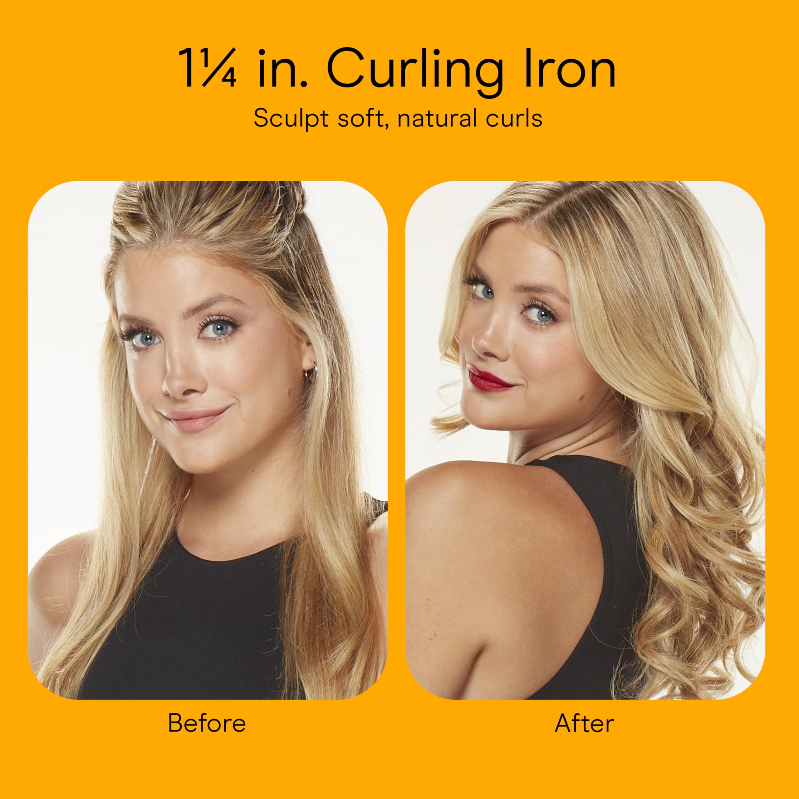 Conair Instant Heat curling iron finished-hair-waves demonstrates defined, long-lasting curls.