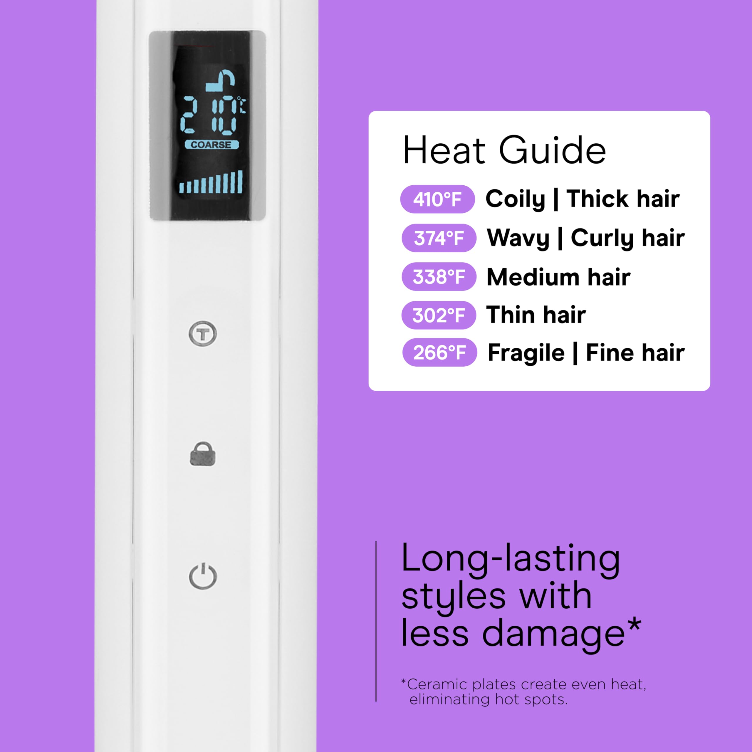 Conair instant heat-up to 400°F emphasizes fast styling sessions.