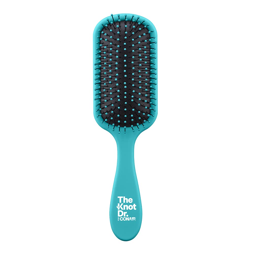 Conair Knot Dr. detangler brush features a soft-touch finish for comfortable styling.