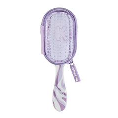Conair Knot Dr. travel brush purple outside case for on-the-go detangling.