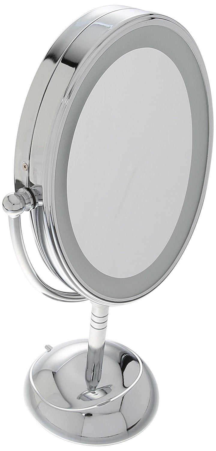 Conair LED makeup mirror ensures bright light for makeup application and tweezing.