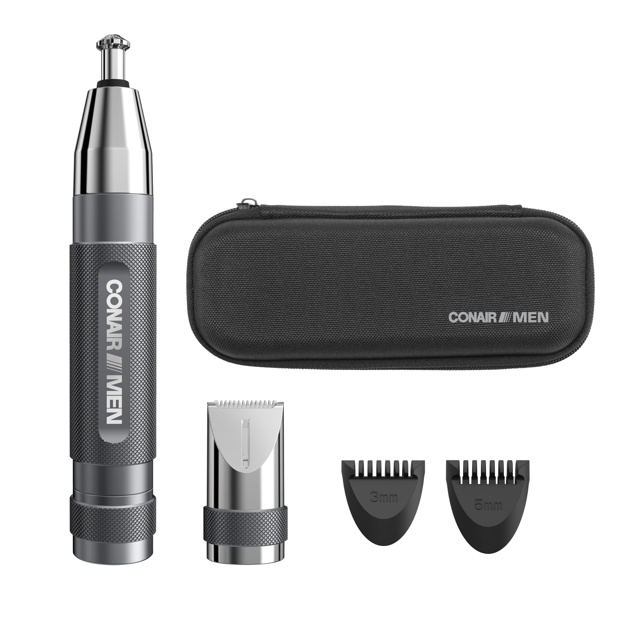 Conair Men trimmer with 360-degree bevel blade for quick trimming.
