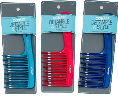 Conair pack of 3 detangling combs for wet-to-dry hair routines