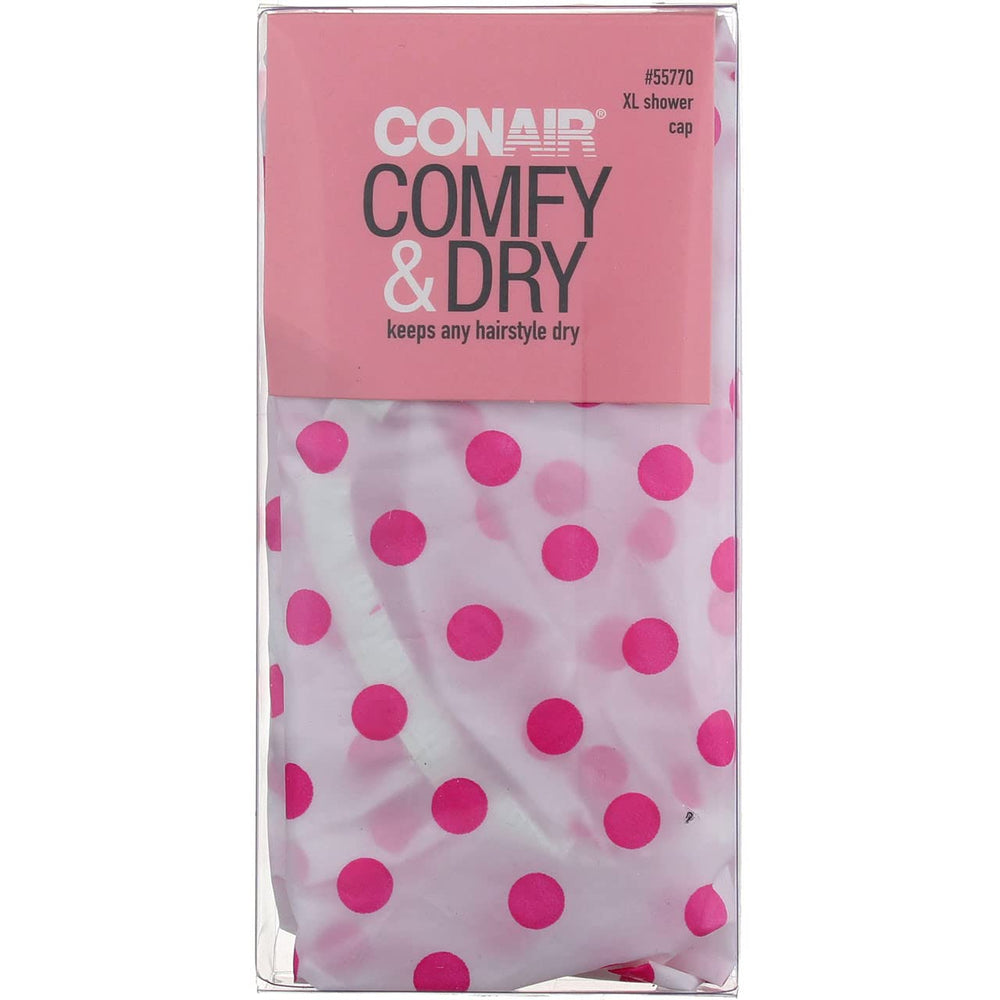 Conair durable plastic shower cap provides waterproof protection for thick hairstyles