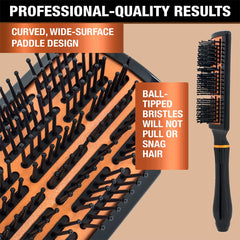 Conair Quick Blow Dry Copper Collection ball-tipped bristles prevent snagging during brushing.