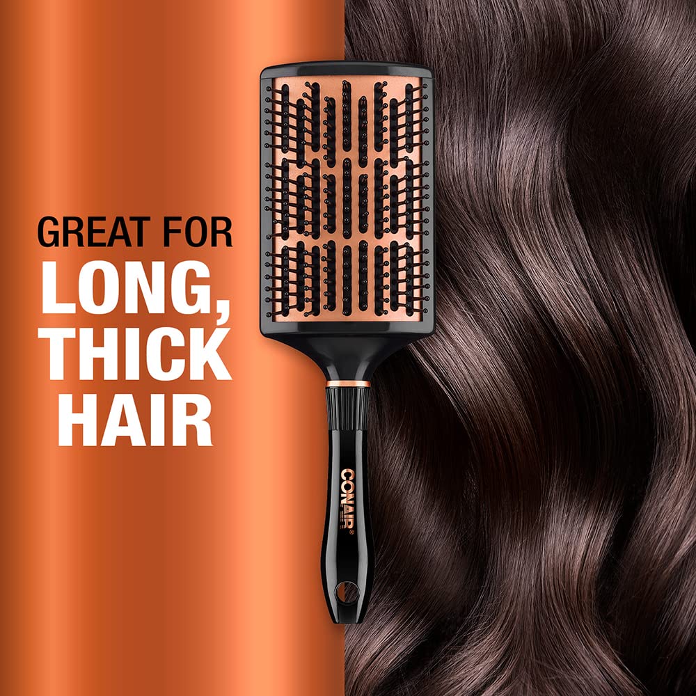 Conair Quick Blow Dry Copper Collection curved paddle delivers smooth results on large hair sections.