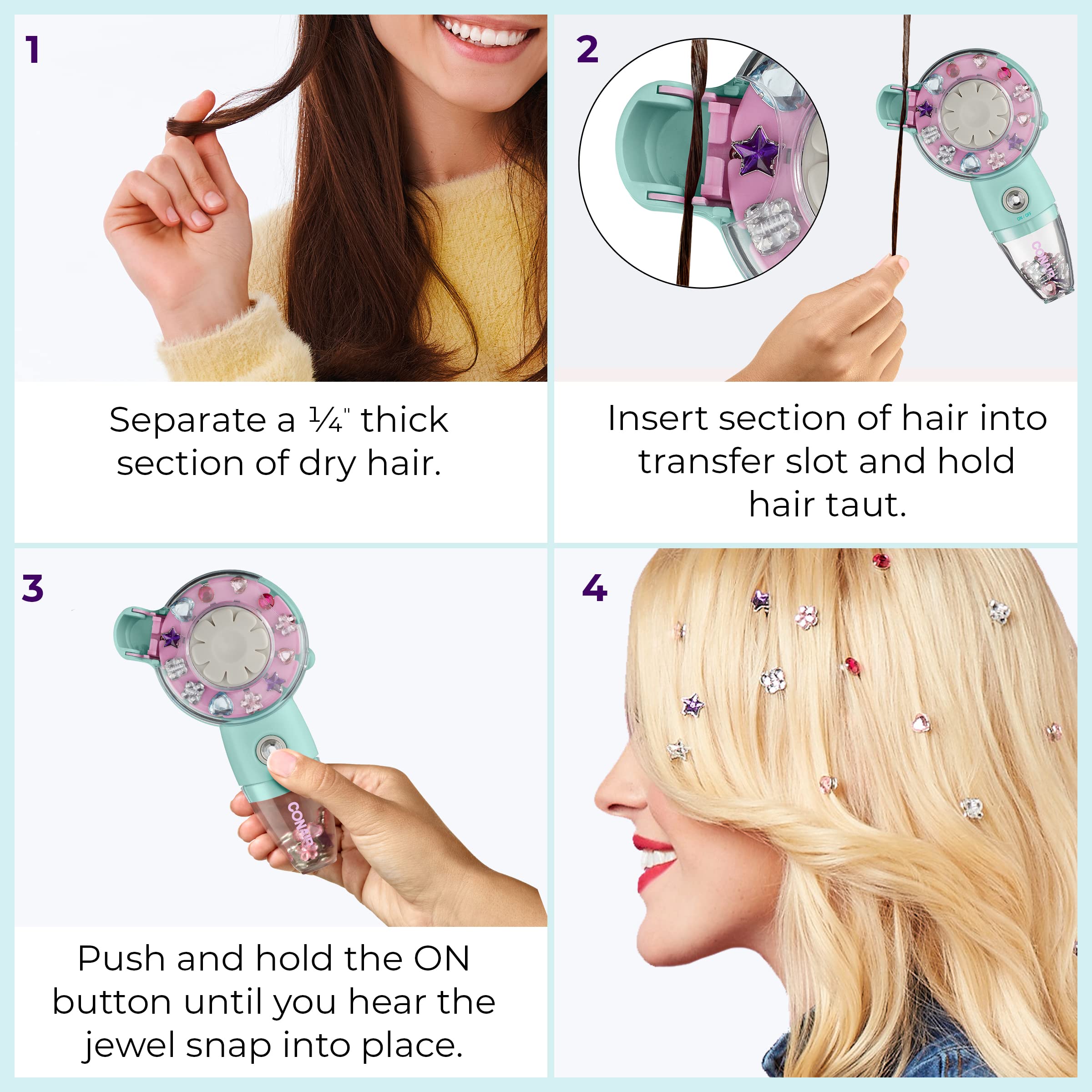 Conair Quick Gems flower gems create playful accents with secure clips