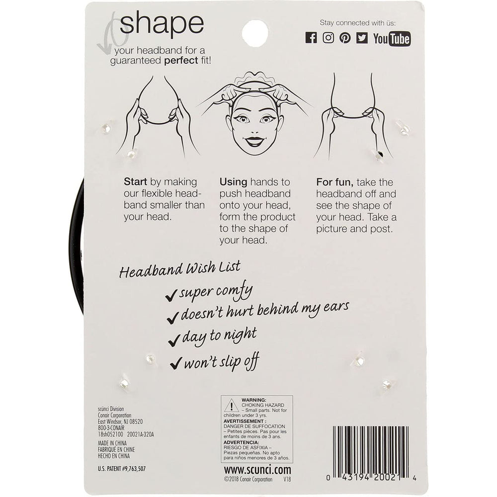 Conair Scunci no slip grip bendable headband in daily use for versatile styling
