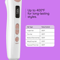 Conair straightening brush delivers up to 390°F for fast, controlled heat.