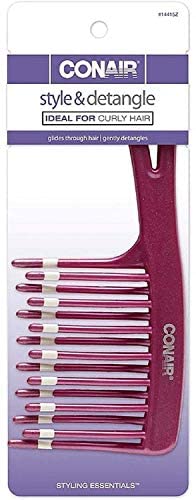 Conair 3-pack detangle-comb in-hand grip for comfortable styling sessions