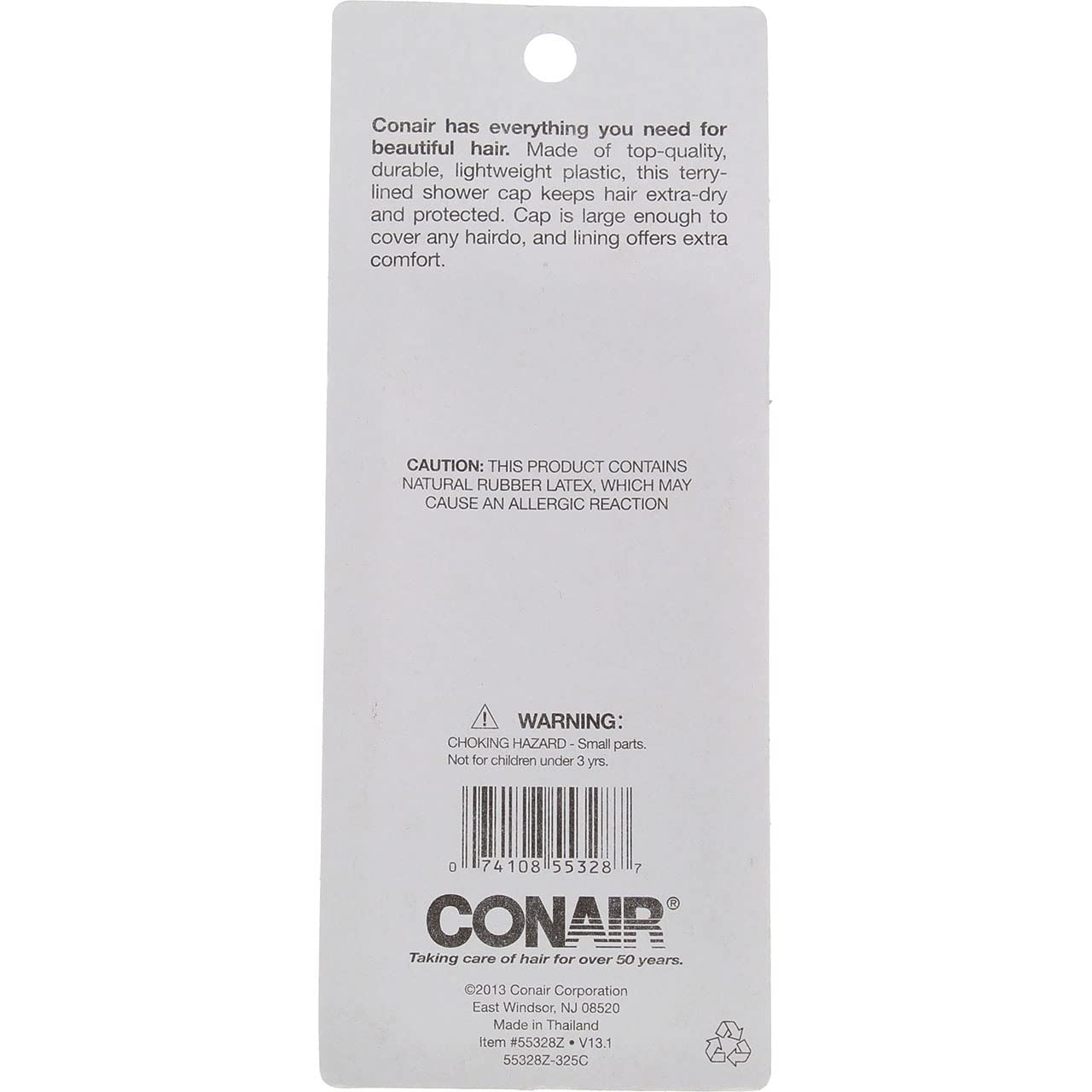 Conair terry-lined showercap 2.4 oz size suited for travel and packing