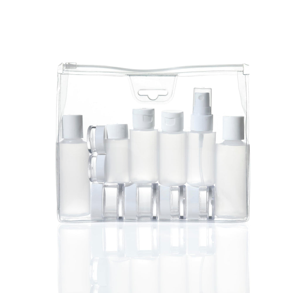 Conair Travel Smart clear bottles collection for organized decanting and visible contents