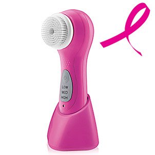 Conair True Glow Sonic Facial Brush in shower demonstrating waterproof design for convenient daily cleansing