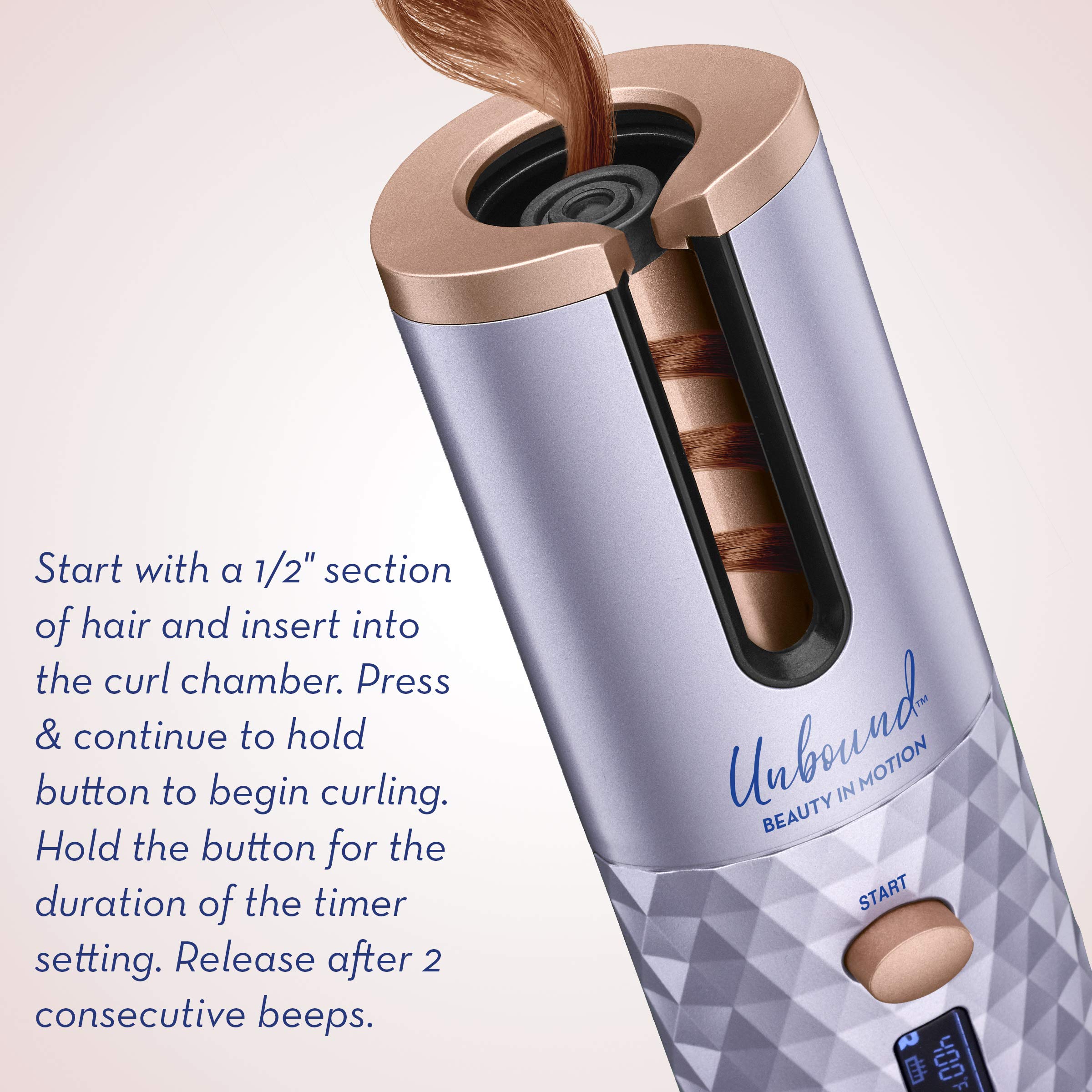 Conair Unbound cordless auto curler compact-size profile enables easy packing.