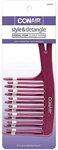 Conair wide-tooth detangler with curly-hair friendly design and definition