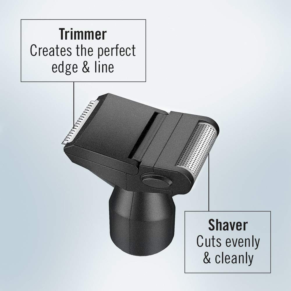 ConairMAN shaver attachment enables sharp lines for a polished look.