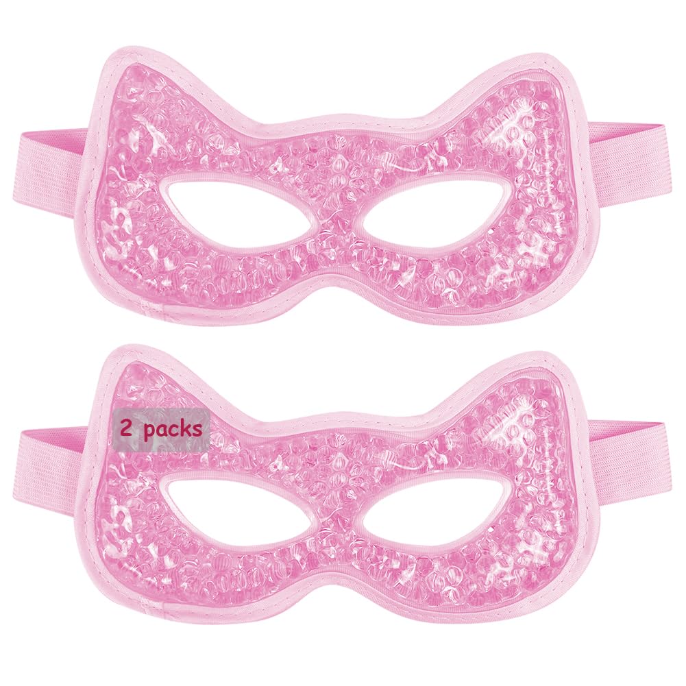 CONBELLA cooling eye mask pink pack—soft plush exterior for soothing relief