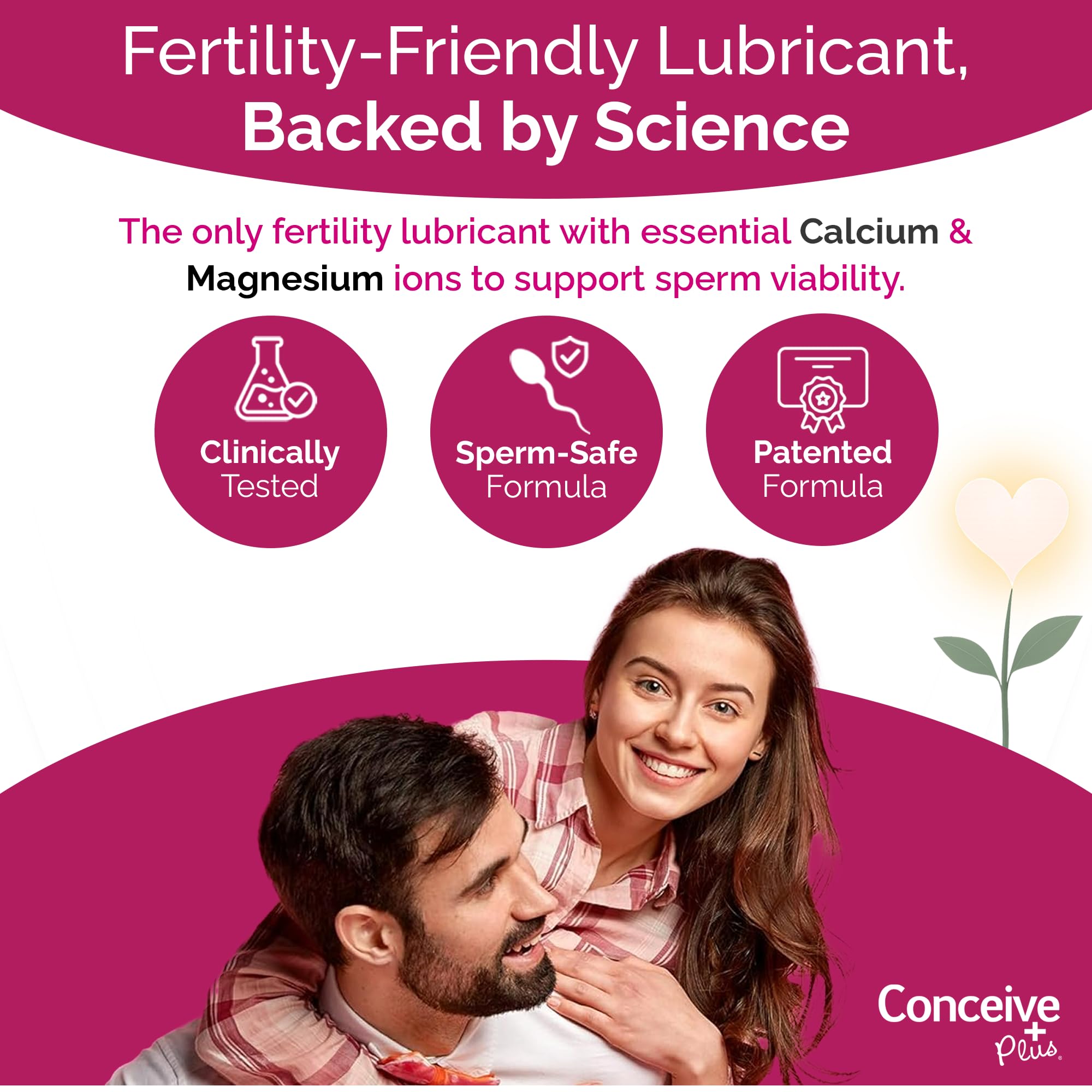 Conceive Plus water-based lubricant bottle shown with versatile compatibility.