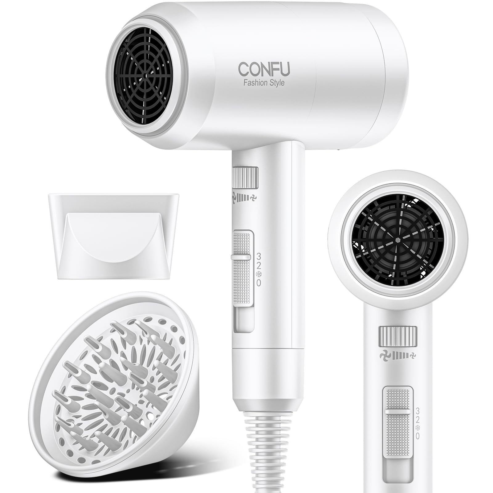 Confu hair dryer compact design showing portable travel-friendly build for quick drying