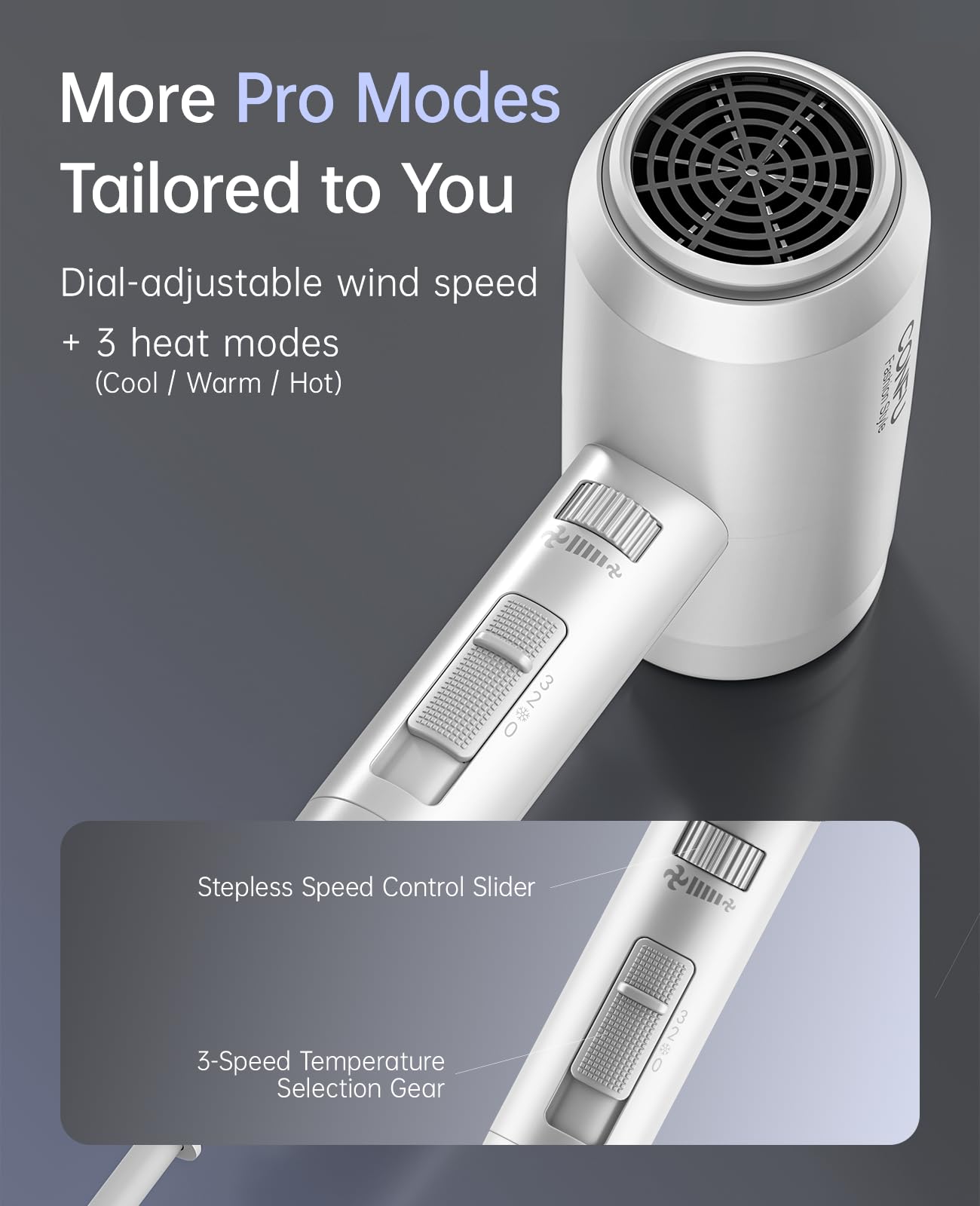 Confu ionic motor for fast drying and reduced frizz