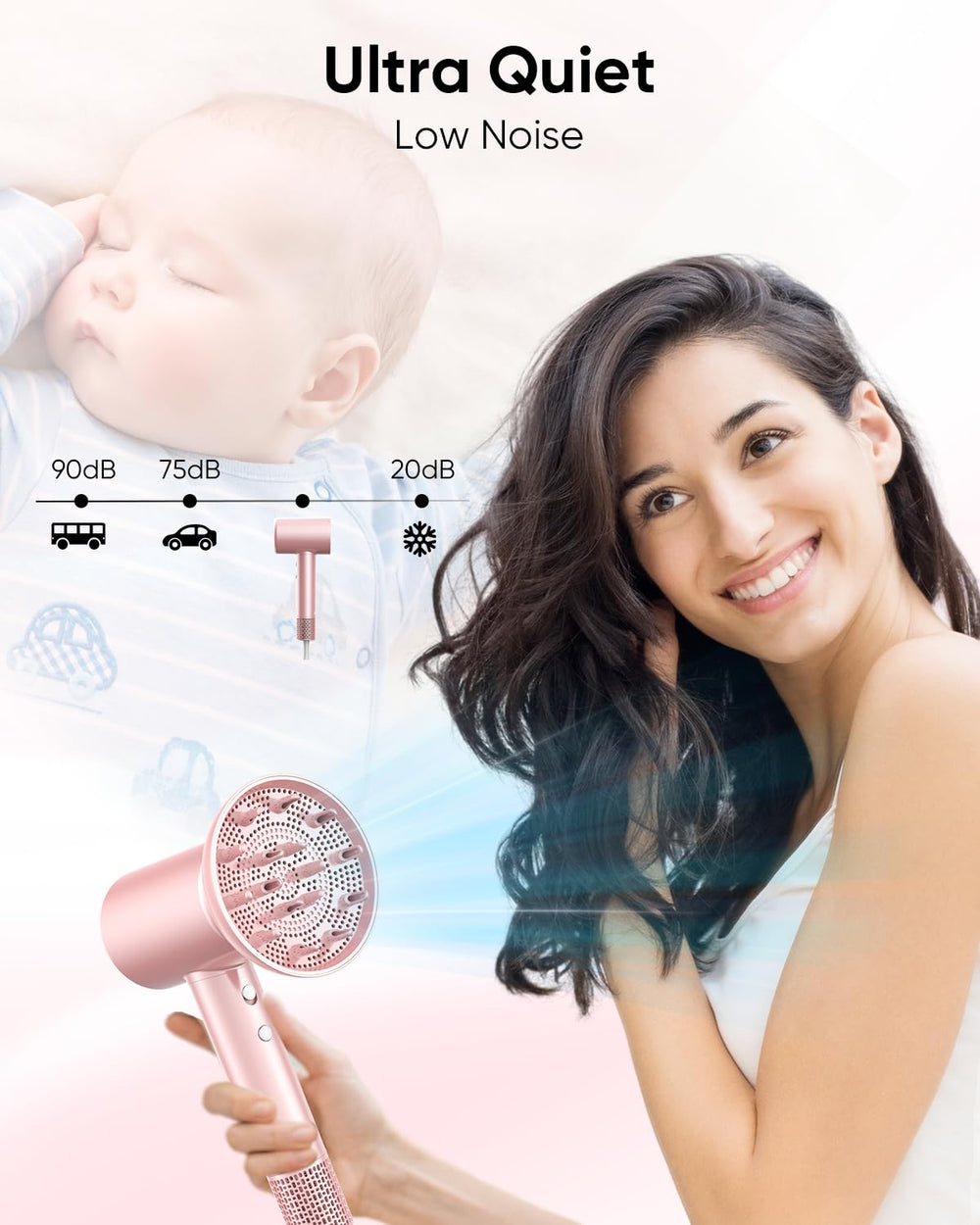 CONFU hair dryer in lightweight design for comfortable, portable use.