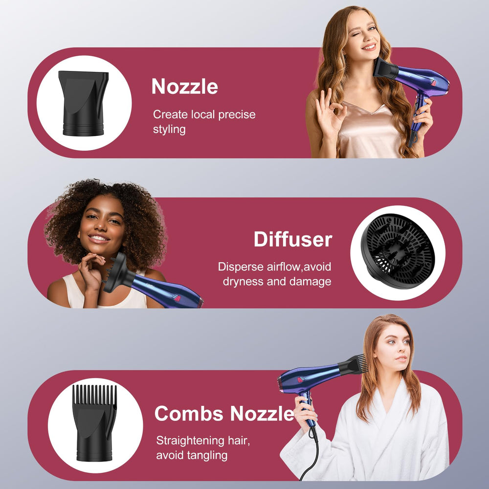 CONFU Hair Dryer Pro comb nozzle for detangling and smoothing thick hair.