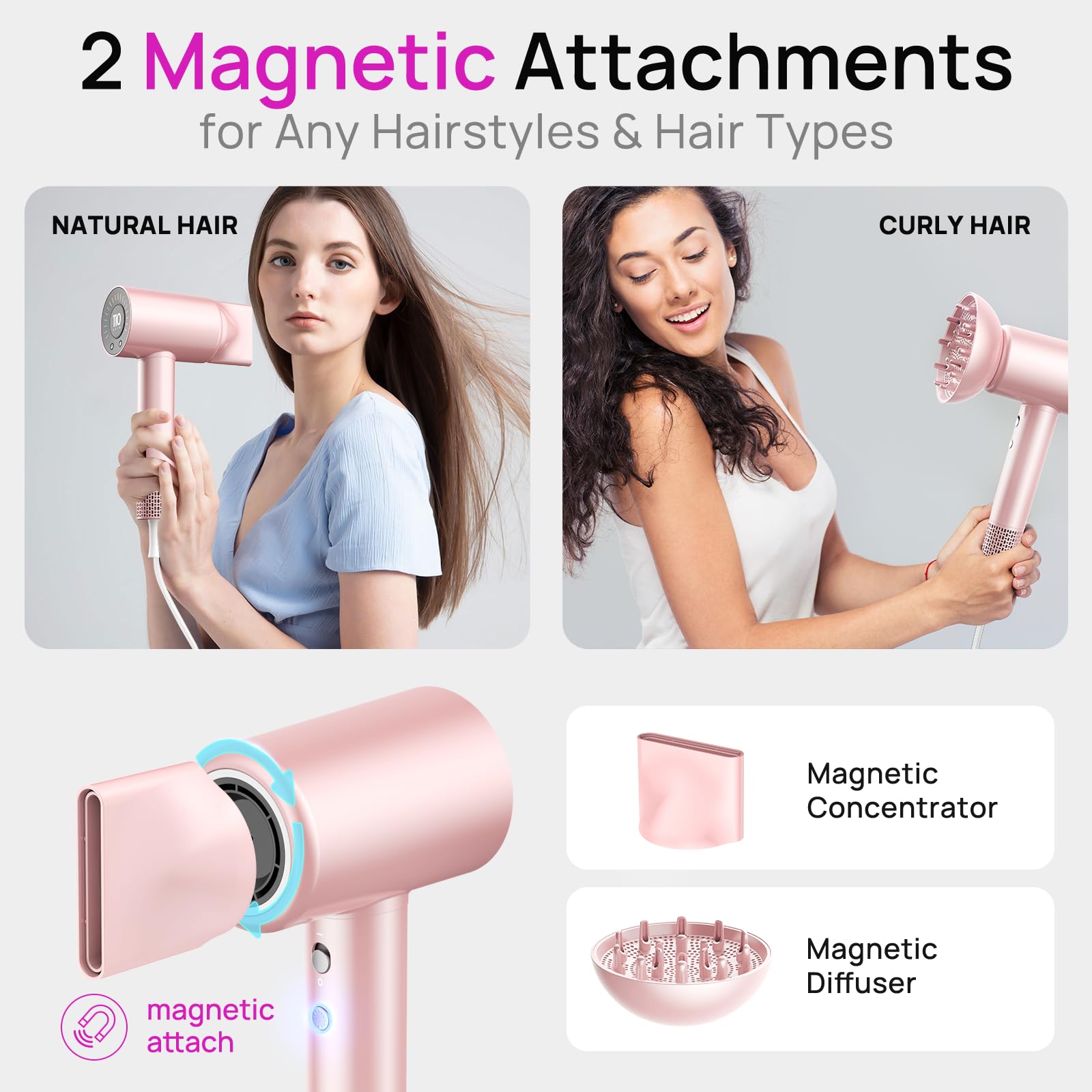 CONFU hair dryer with quiet operation for distraction-free styling.