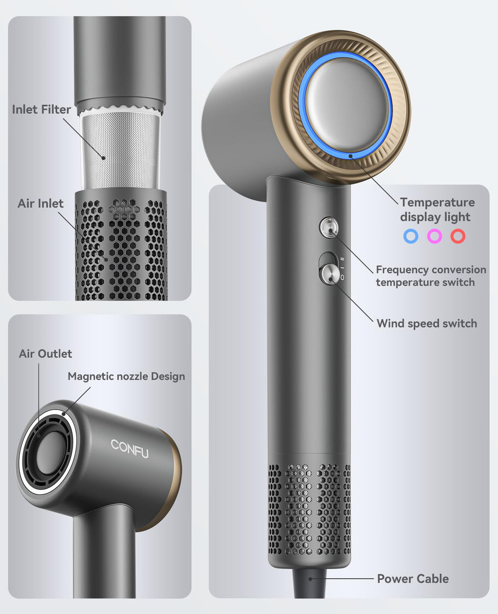CONFU temperature control system keeps heat safe while preserving hair integrity during styling.