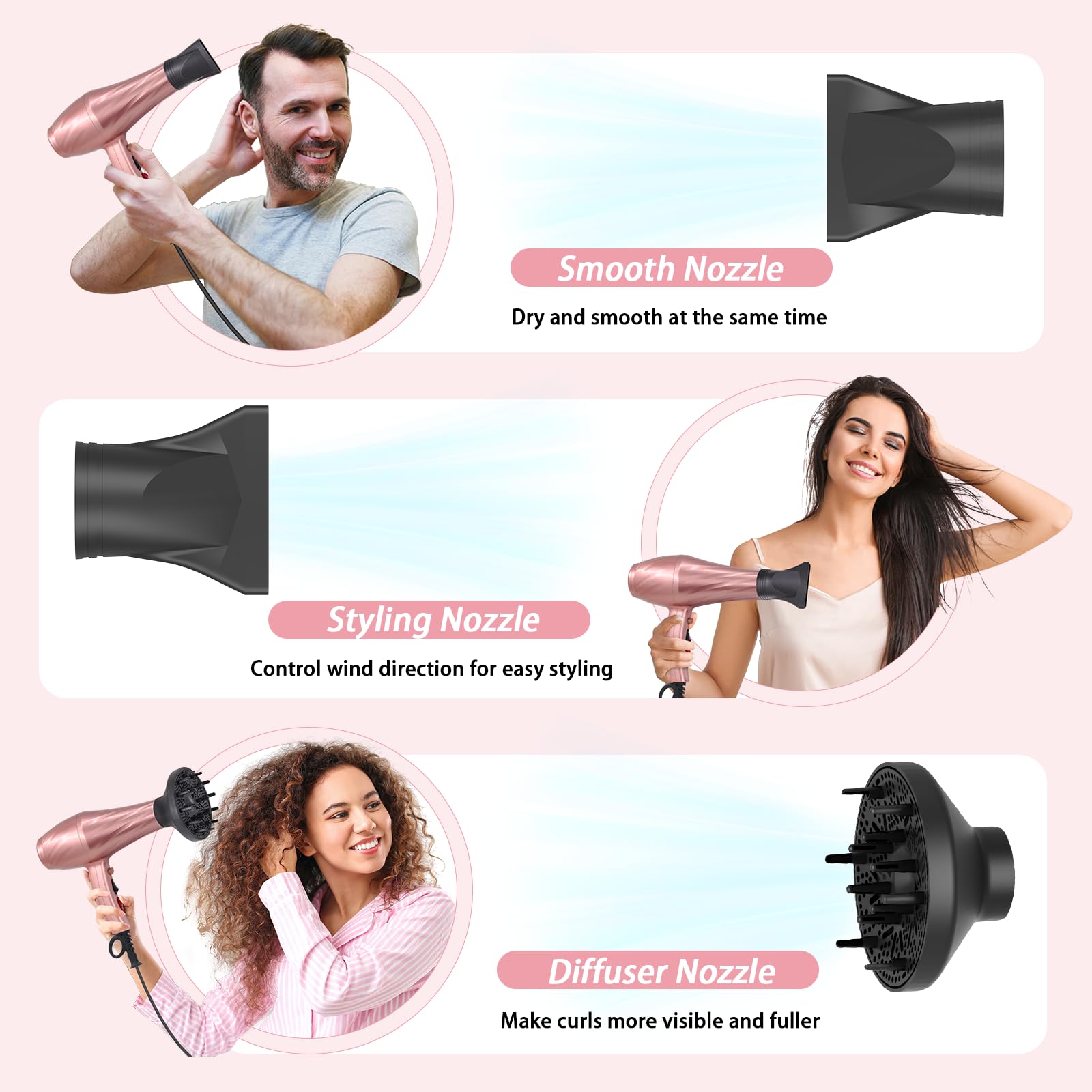 Conhaze Ionic Hair Dryer cold-shot button closeup signals precise set and salon-grade finish.