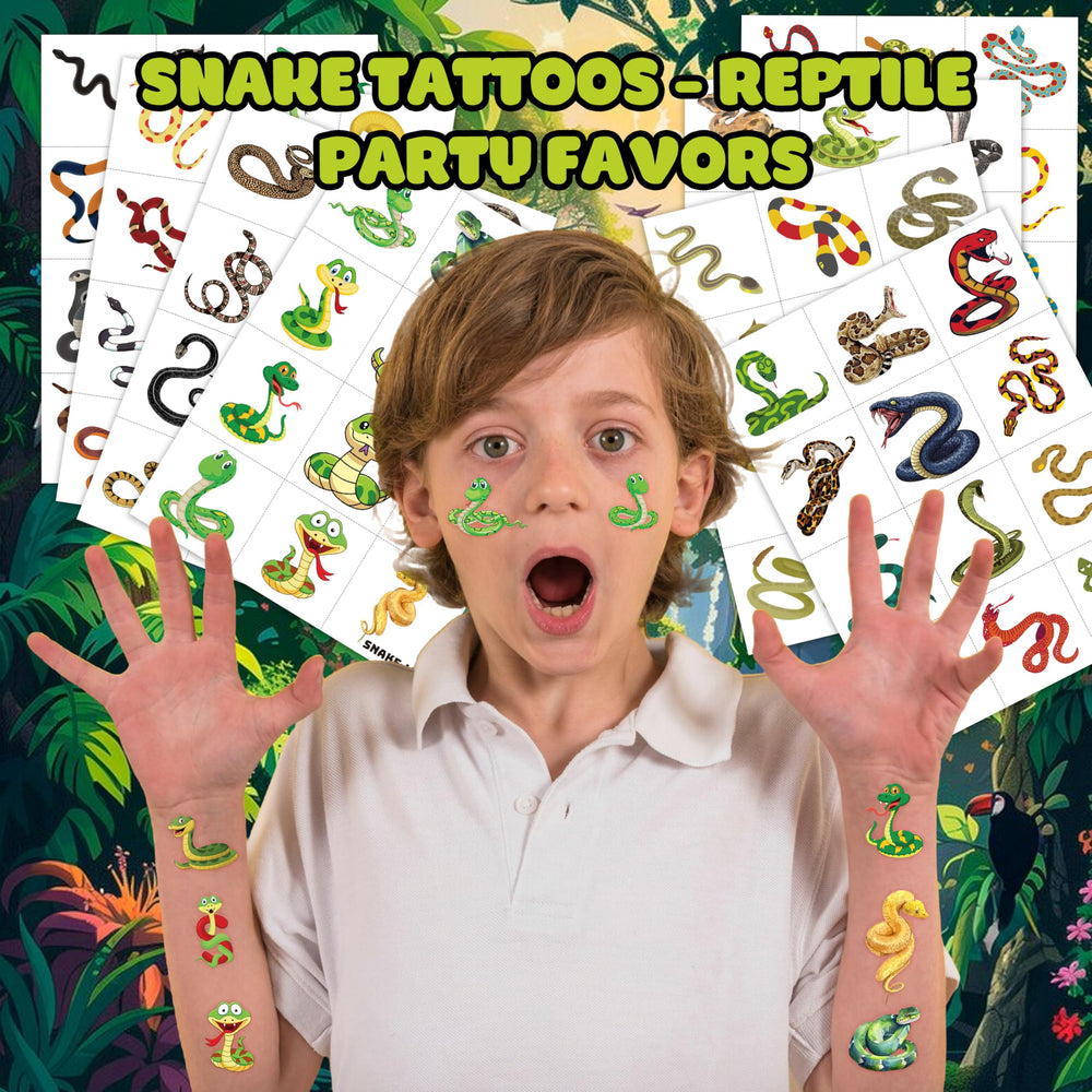 Conjunto serpe nte tatuajes para fiestas infantiles