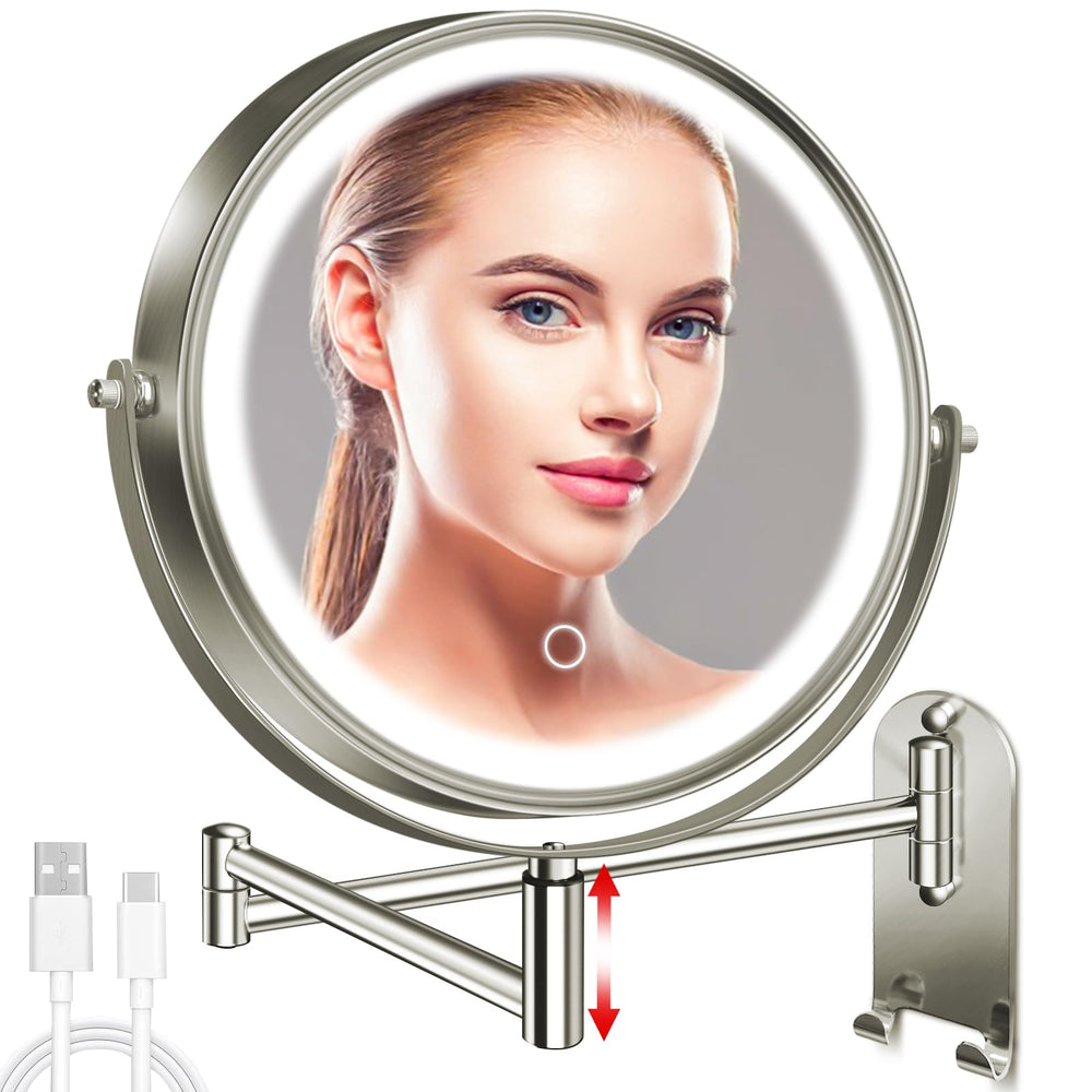 CONLWIN wall-mounted makeup mirror with backlit LEDs for precise, even lighting.