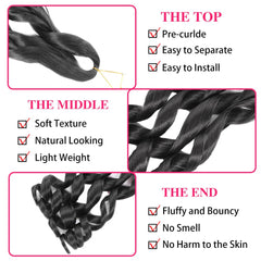 Conrora loose-wavy braiding hair closeup, smooth feel ideal for comfortable wear