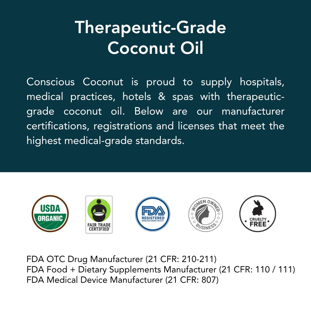 Conscious Coconut oil applied to skin for hydration and gentle soothing.