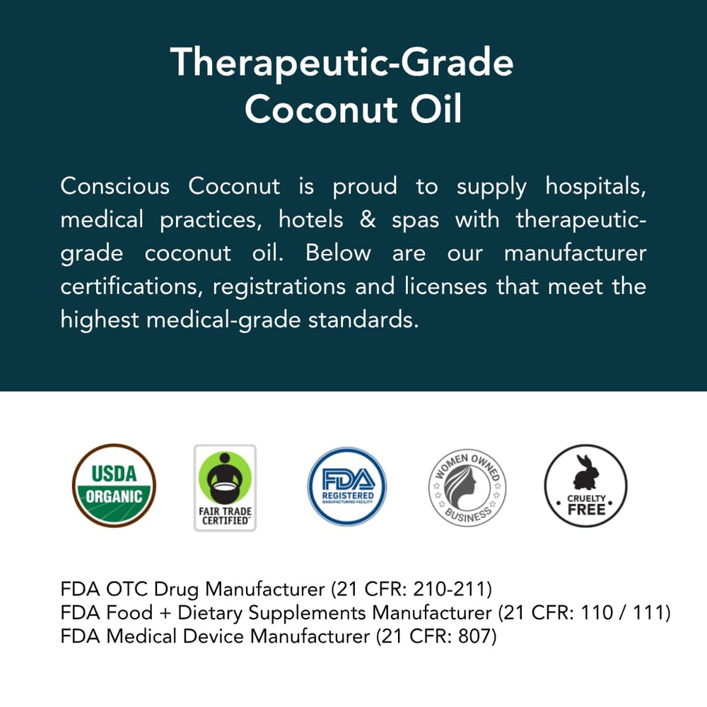Conscious Coconut oil applied to skin for hydration and gentle soothing.